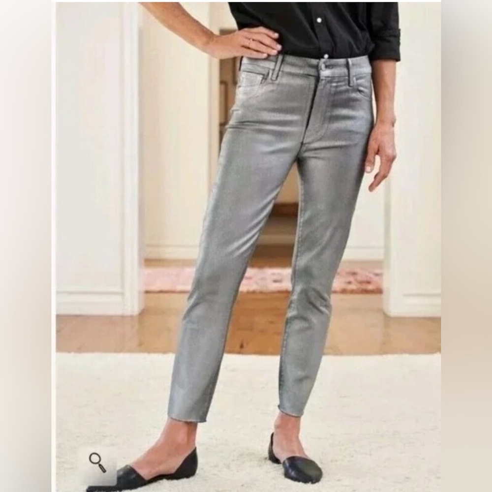 Frank & Eileen Sligo Italian Waxed Denim Jeans Size 31 Silver Metallic Dime